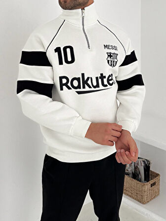 OVERSIZE KALİTELİ ŞARDONLU SWEATSHIRT - MESSI 10 BARCELONA SWEAT KAPÜŞONLU