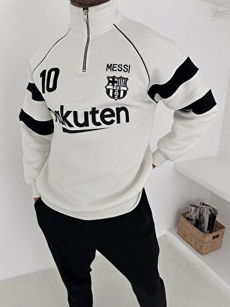 OVERSIZE KALİTELİ ŞARDONLU SWEATSHIRT - MESSI 10 BARCELONA SWEAT KAPÜŞONLU