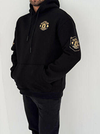 MANCHESTER U SİYAH FERMUARLI HIRKA - OVERSIZE ŞARDONLU KALİTELİ HIRKA