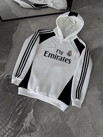 SİYAH BEYAZ OVERSİZE KAPŞONLU SWEAT MADRİD