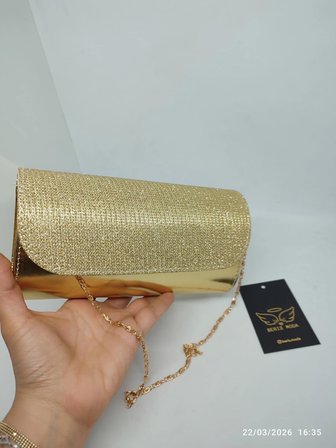 Kadın Göz Alıcı Parlak Simli Abiye Çanta 10x20cm