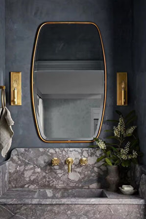 Fawdecor Berlin Dekoratif Duvar Aynası Gold 51 x 90 Cm