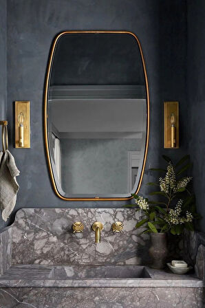 Fawdecor Berlin Dekoratif Duvar Aynası Gold 57 x 100 Cm