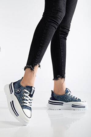 Suins Berly Model Kadın Taş Detaylı Kot Spor Ayakkabı Sneaker