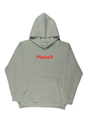 Lenithra Berserk Guts Anime Sırt Baskılı Unisex Oversize Hoodie Gri / S