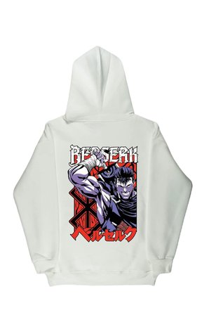 Lenithra Berserk Guts Anime Sırt Baskılı Unisex Oversize Hoodie Beyaz / L