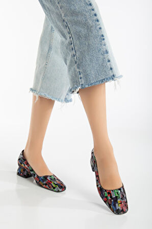 Suins Berthe Model Kadın Orta Topuklu Renkli Ayakkabı