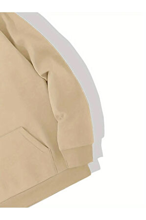 Kelebek Desenli Kapüşonlu Cepli Sweatshirt