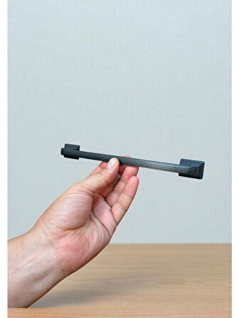 Beta Çizgili Antrasit Alüminyum Metal Lüks Modern Mobilya Çekmece Mutfak Dolabı Kulpu 160mm-192mm (5 Adet)