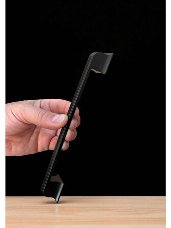 Beta Çizgili Siyah Alüminyum Metal Lüks Modern Mobilya Çekmece Mutfak Dolabı Kulpu 160mm-192mm (10 Adet)