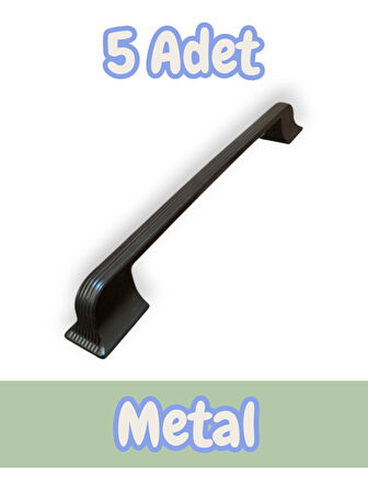 Beta Çizgili Siyah Alüminyum Metal Lüks Modern Mobilya Çekmece Mutfak Dolabı Kulpu 160mm-192mm (5 Adet)