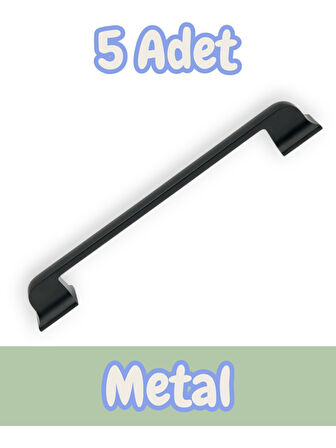 Beta Düz Antrasit Alüminyum Metal Lüks Modern Mobilya Çekmece Mutfak Dolabı Kulpu 160mm-192mm (5 Adet)
