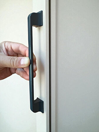 Beta Düz Antrasit Alüminyum Metal Lüks Modern Mobilya Çekmece Mutfak Dolabı Kulpu 160mm-192mm (5 Adet)