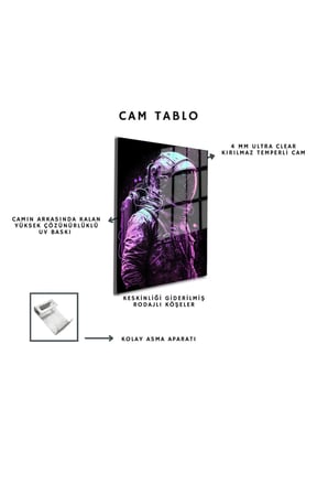 Space/Uzay Yapay Zeka Özel Tasarım Cam Tablo Ofis, Mutfak Çocuk Odası, Salon 61