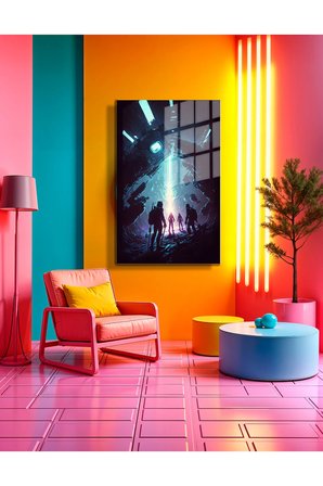 Space/Uzay Yapay Zeka Özel Tasarım Cam Tablo Ofis, Mutfak Çocuk Odası, Salon 157