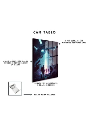 Space/Uzay Yapay Zeka Özel Tasarım Cam Tablo Ofis, Mutfak Çocuk Odası, Salon 157