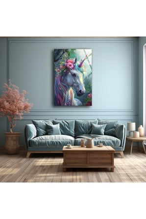 Unicorn Cam Tablo , Yüksek Kalite , Çocuk Odası Duvar Dekoru, Ev ve Ofis Duvar Tablo, Asılmaya Hazır