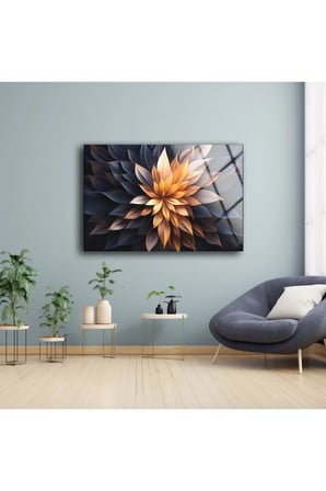 Soyut Tablo , Temperli Cam Üzeri Baskı , Çiçek Desen Duvar Dekoru , Yüksek Kalite , Asılmaya Hazır