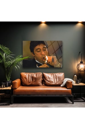 Scarface Duvar Tablo , Kırılmaya Karşı Ultra Dayanıklı Yüksek Kalite Temperli Cam Üzeri Uv Baskı