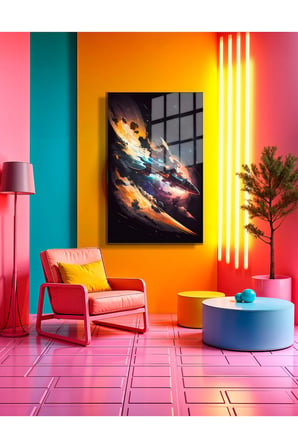 Space/Uzay Yapay Zeka Özel Tasarım Cam Tablo Ofis, Mutfak Çocuk Odası, Salon 96
