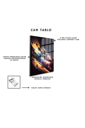 Space/Uzay Yapay Zeka Özel Tasarım Cam Tablo Ofis, Mutfak Çocuk Odası, Salon 96