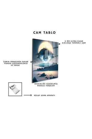 Space/Uzay Yapay Zeka Özel Tasarım Cam Tablo Ofis, Mutfak Çocuk Odası, Salon 71