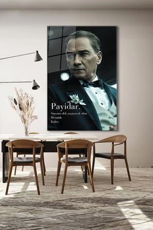 Atatürk Özel Tasarım Dikey Cam Tablo