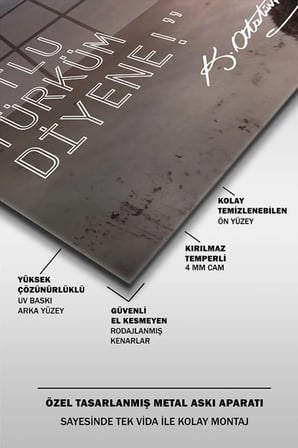 Atatürk Özel Tasarım 18 Yatay Cam Tablo