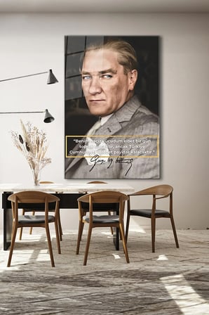 Atatürk Özel Tasarım 1 Dikey Cam Tablo