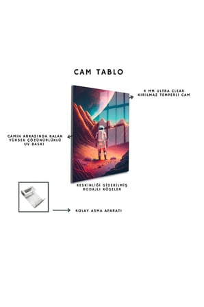 Space/Uzay Yapay Zeka Özel Tasarım Cam Tablo Ofis, Mutfak Çocuk Odası, Salon 64