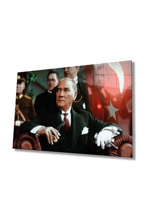 Mustafa Kemal Atatürk Cam Tablo, Temperli ve Rodajlı Dayanıklı  Cam