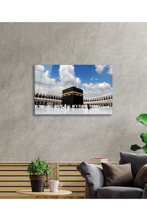 Kabe Manzarası Kutsal Topraklar Dini İslami Cam Tablo, Temperli ve Rodajlı Dayanıklı  Cam