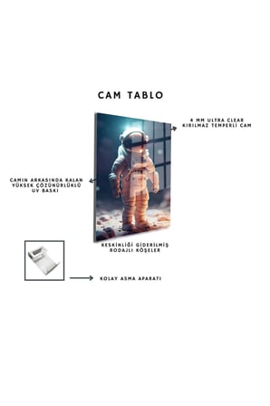 Space/Uzay Yapay Zeka Özel Tasarım Cam Tablo Ofis, Mutfak Çocuk Odası, Salon 163