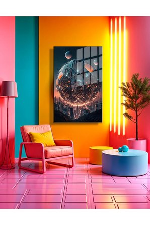 Space/Uzay Yapay Zeka Özel Tasarım Cam Tablo Ofis, Mutfak Çocuk Odası, Salon 161
