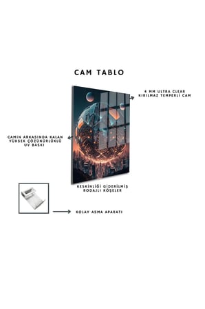 Space/Uzay Yapay Zeka Özel Tasarım Cam Tablo Ofis, Mutfak Çocuk Odası, Salon 161