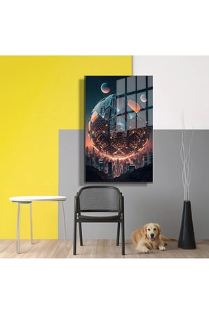 Space/Uzay Yapay Zeka Özel Tasarım Cam Tablo Ofis, Mutfak Çocuk Odası, Salon 161