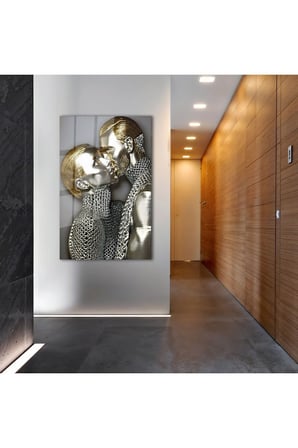 Modern Heykel Aşkı Temperli Cam Tablo, Ev Ve Ofis Duvar Dekoru Hediyelik Büyük Tablo Dayanıklı Cam