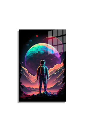 Space/Uzay Yapay Zeka Özel Tasarım Cam Tablo Ofis, Mutfak Çocuk Odası, Salon 34