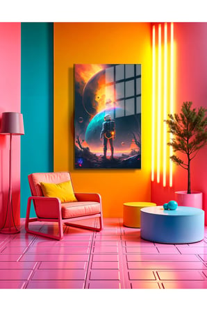 Space/Uzay Yapay Zeka Özel Tasarım Cam Tablo Ofis, Mutfak Çocuk Odası, Salon 87