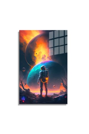 Space/Uzay Yapay Zeka Özel Tasarım Cam Tablo Ofis, Mutfak Çocuk Odası, Salon 87