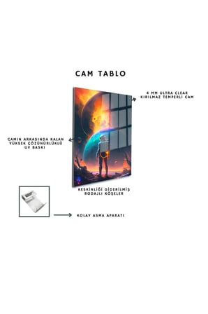 Space/Uzay Yapay Zeka Özel Tasarım Cam Tablo Ofis, Mutfak Çocuk Odası, Salon 87