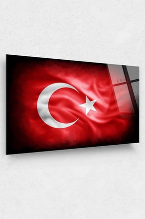 Kırmızı Türk Bayrağı Cam Tablo Şanlı Al Bayrağımız Göklerde Cam Tablo 29 Ekim Ofis Dekor