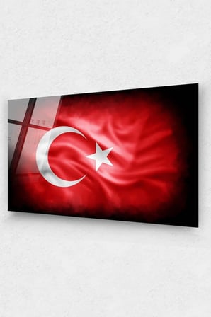 Kırmızı Türk Bayrağı Cam Tablo Şanlı Al Bayrağımız Göklerde Cam Tablo 29 Ekim Ofis Dekor