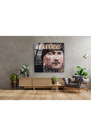 Mustafa Kemal Atatürk Cam Tablo 120 Resimle Atatürk Tablosu Gençliğe Hitabı Tablo Ofis Dekor
