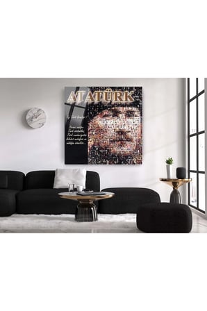 Mustafa Kemal Atatürk Cam Tablo 120 Resimle Atatürk Tablosu Gençliğe Hitabı Tablo Ofis Dekor