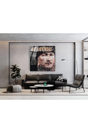 Mustafa Kemal Atatürk Cam Tablo 120 Resimle Atatürk Tablosu Gençliğe Hitabı Tablo Ofis Dekor