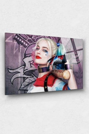 Harley Quinn Cam Tablo, Film Tablo, Aktör Tablo, Duvar Dekor, Büyük Tablo, Cam Duvar Tablo