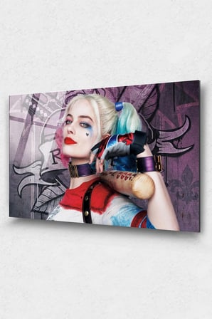Harley Quinn Cam Tablo, Film Tablo, Aktör Tablo, Duvar Dekor, Büyük Tablo, Cam Duvar Tablo