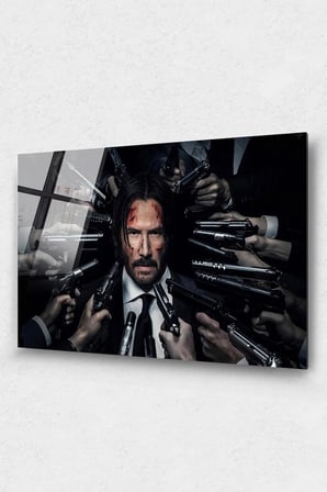 John Wick Cam Tablo, Film Tablo, Aktör Tablo, Duvar Dekor, Büyük Tablo, Cam Duvar Tablo