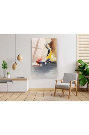 Sarı Kırmızı Modern Cam Tablo, Soyut Cam Tablo, Soyut Tablo,duvar Dekor,büyük Tablo, Cam Duvar Tablo